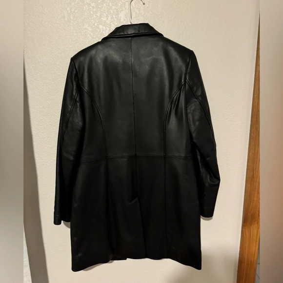 Phase Two Vintage Notch Collar Genuine Leather Long Jacket with back split - Picture 7 of 14